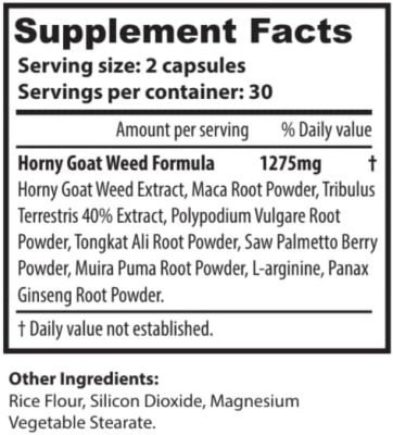 VigorNova Horny Goat Weed Ingredients